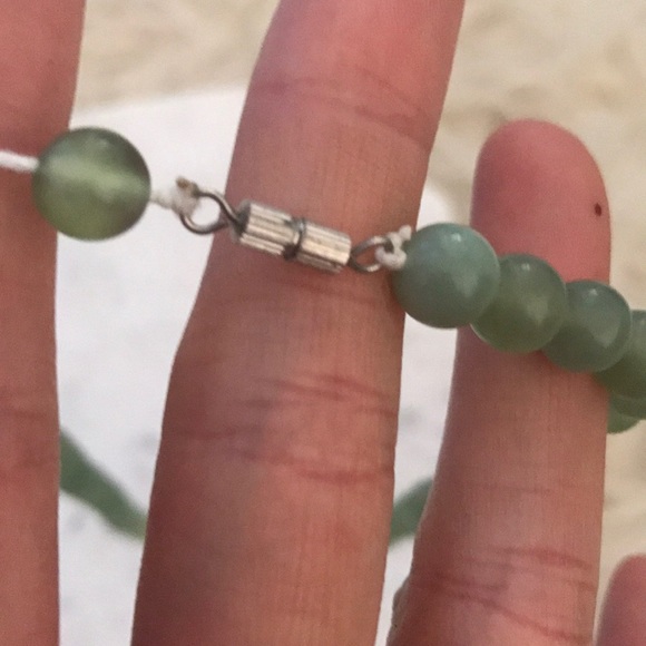Green handmade jade beaded 15” necklace authentic Chinese - Picture 4 of 5